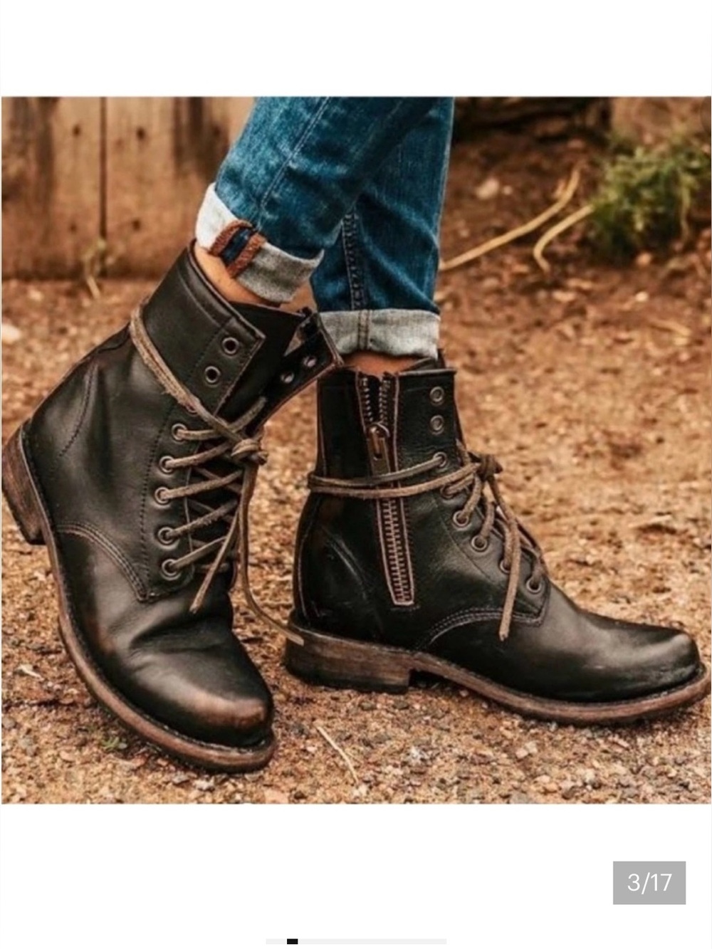 Freebird by Steven Manchester Black Leather Combat Boot - distressed style.
